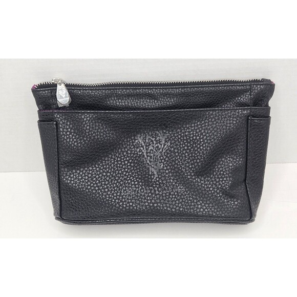 New Younique Multi Pocket Black Cosmetic Bag #1 Purple Lining - Picture 1 of 7